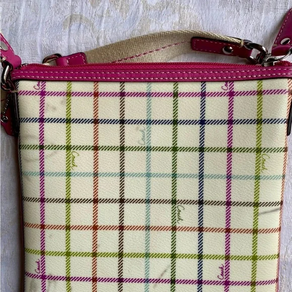 Coach Heritage Tattersall Pink Plaid Crossbody Bag - Picture 15 of 16